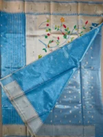 Blouse of blue tissue Paithani saree