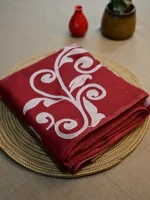 Brick red Kota cotton saree with thread work.