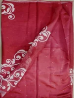 Blouse of brick red Kota cotton saree with thread work.