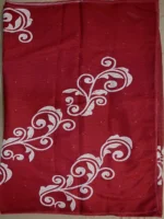 Pallu of brick red Kota cotton saree with thread work.