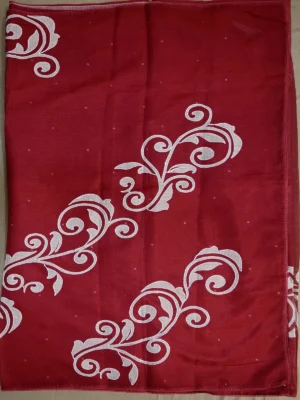 Pallu of brick red Kota cotton saree with thread work.