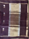 Pallu of brown pure organza saree