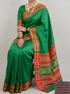 Mannequin wearing green pure silk Narayan Peth saree