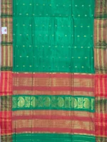 Pallu of green pure silk Narayan Peth saree