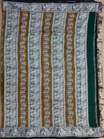 Pallu of green cotton Baluchari saree.