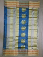 Pallu of grey pure silk Narayan Peth saree.