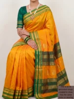 Mannequin wearing mango yellow Narayan Peth saree