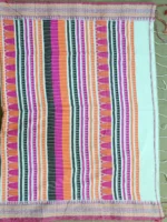 Pallu of off-white Dongri Khadi cotton saree.