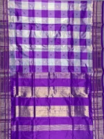 Pallu of purple checks pure silk Irkal saree