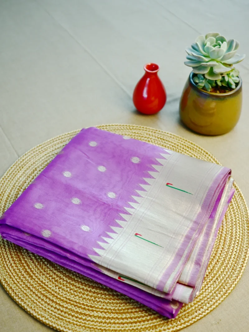 Purple tissue Paithani with golden butti