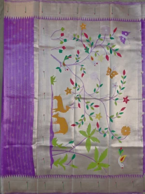Pallu of purple tissue Paithani saree