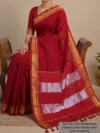 Mannequin wearing red cotton Irkal saree