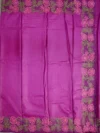 Pallu of wine pink pure tussar silk saree with cutwork embroidery