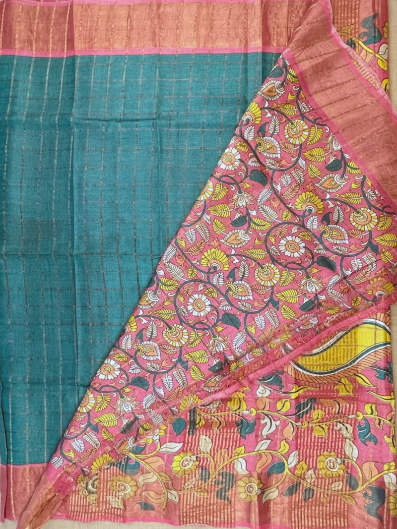 Blouse of green pure Tussar silk saree