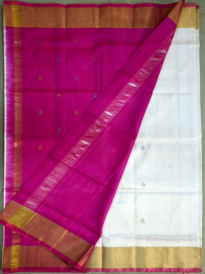 Blouse of pearl colour pure silk saree