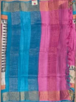 Pallu of pink pure Tussar silk saree
