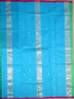 Pallu of sea green cotton silk saree