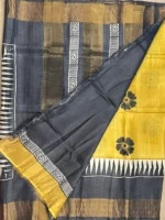 Blouse of yellow pure Tussar silk saree