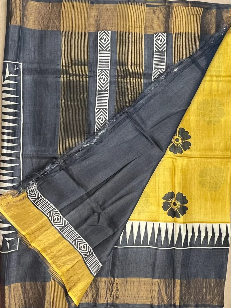 Blouse of yellow pure Tussar silk saree