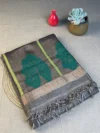 Light coffee brown silk linen saree