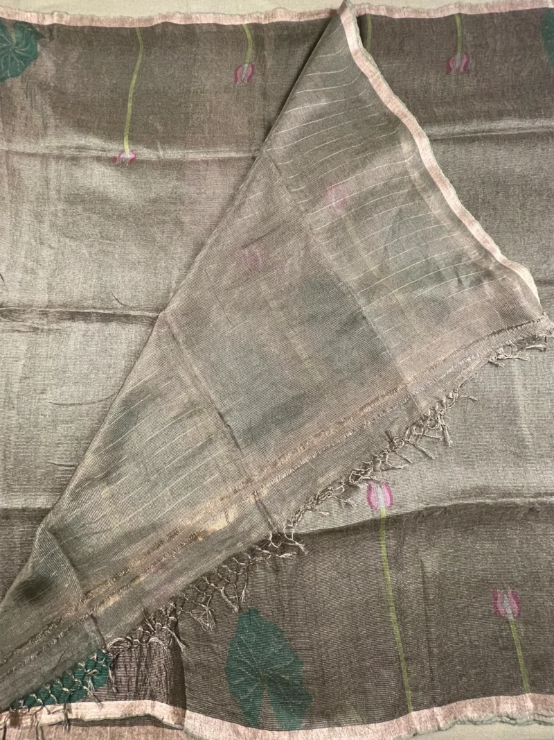 Blouse of light coffee brown silk linen saree