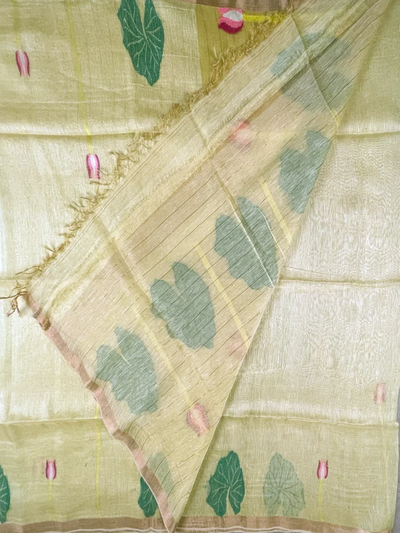 Blouse of light yellow silk linen saree