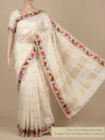 Mannequin wearing off-white pure tussar silk saree