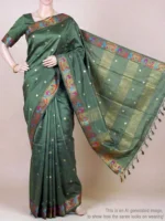 Olive green pure Tussar slik saree - mannequin