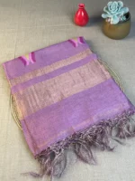 Onion pink silk linen saree