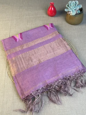 Onion pink silk linen saree
