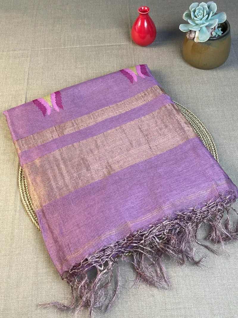 Onion pink silk linen saree
