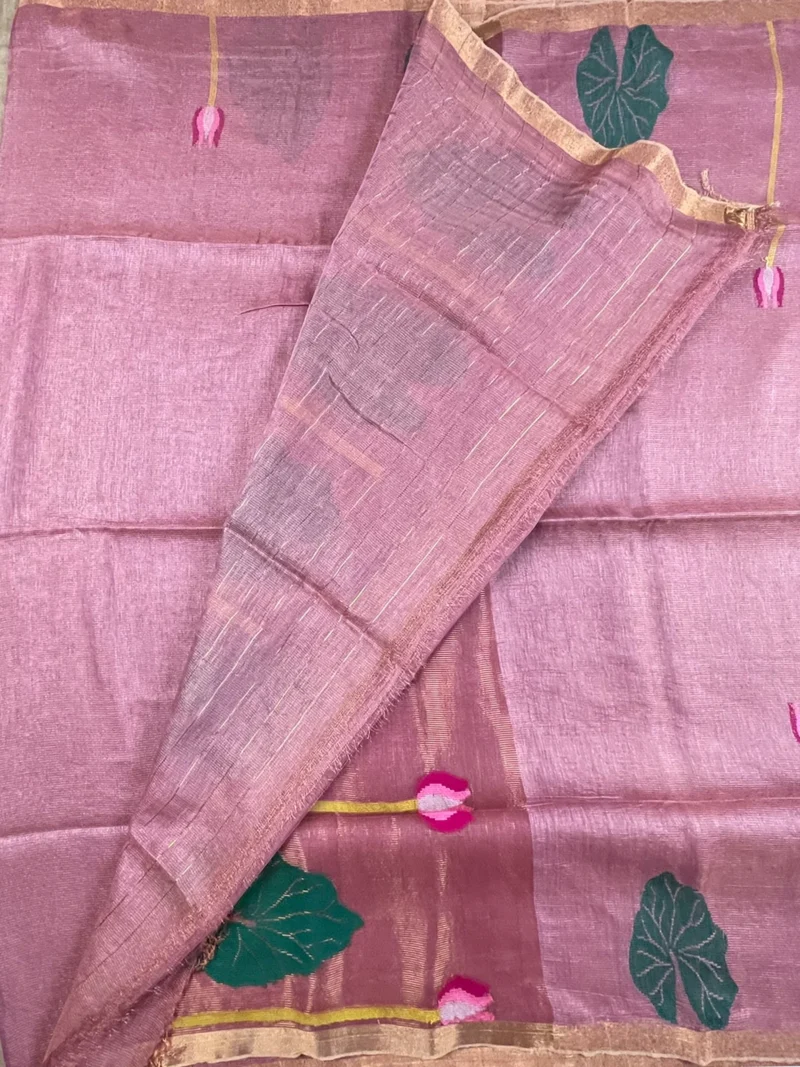 Blouse of onion pink silk linen saree