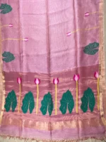 Pallu of onion pink silk linen saree