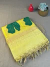 Yellow silk linen saree