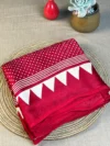 Red modal saree with white print