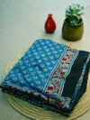 Blue-grey printed modal saree