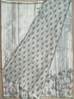 Blouse of pista green Kalamkart art silk saree