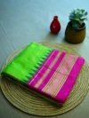 Light green pure silk Irkal saree with pink border