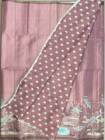 Blouse of onion pink Kalamkari art silk saree