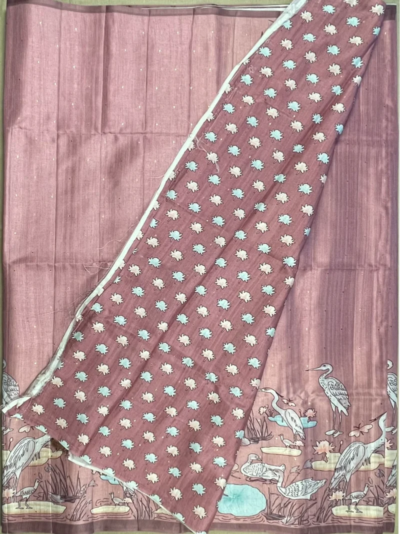Blouse of onion pink Kalamkari art silk saree