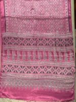 Pallu of onion pink printed modal saree
