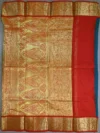 Pallu of peacock blue pure Katan silk saree