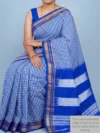 Mannequin wearing blue small checks cotton Ilkal saree