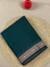 Bottle green cotton Narayan Peth saree with elephant border