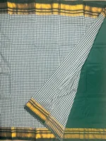 Blouse of green small checks cotton Ilkal saree