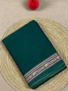 Green cotton Narayan Peth saree with elephant border