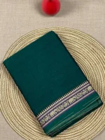 Green cotton Narayan Peth saree with elephant border
