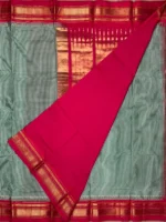 Blouse of green small checks pure silk Ilkal saree
