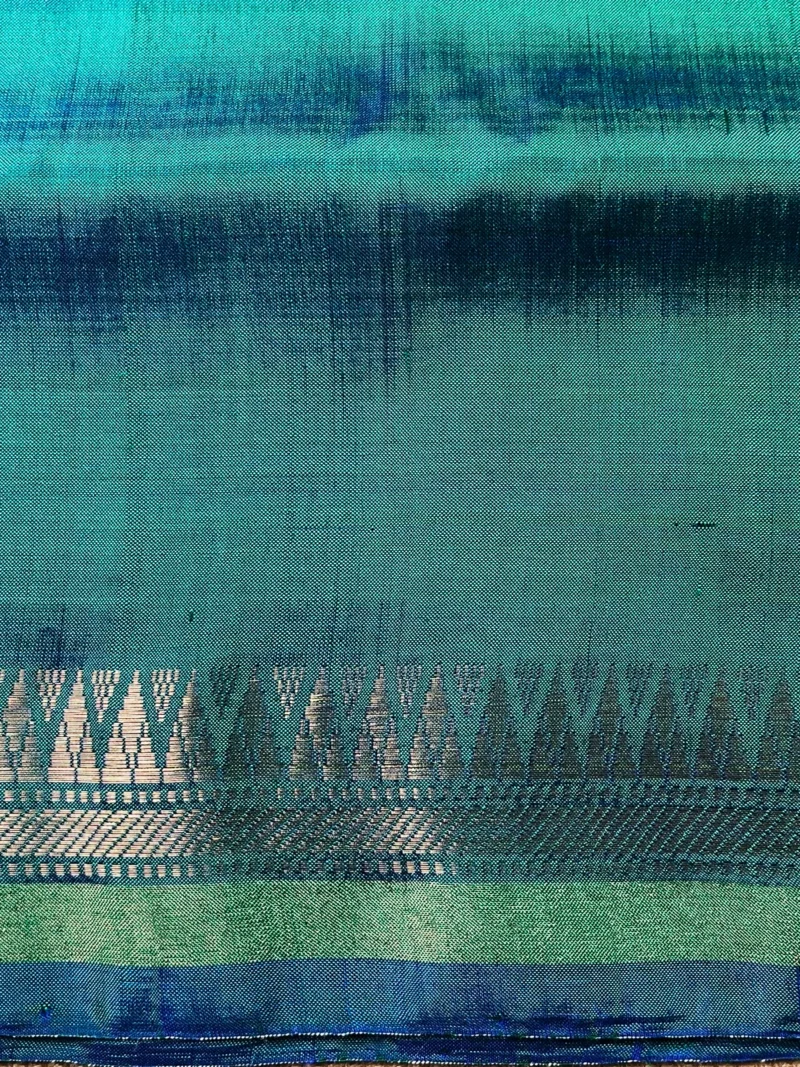 Border closeup of green Vishnupuri silk saree