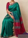 Mannequin wearing green Vishnupuri silk saree